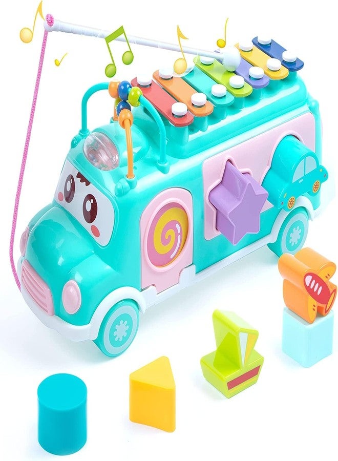 MAPA PLAY Musical School Bus Toy for Kids | 5-in-1 Learning Activity Game with Xylophone, Shape Sorter, Pull & Push, Abacus Beads | Educational Toy for Babies & Toddlers 12+ Months - Image 1